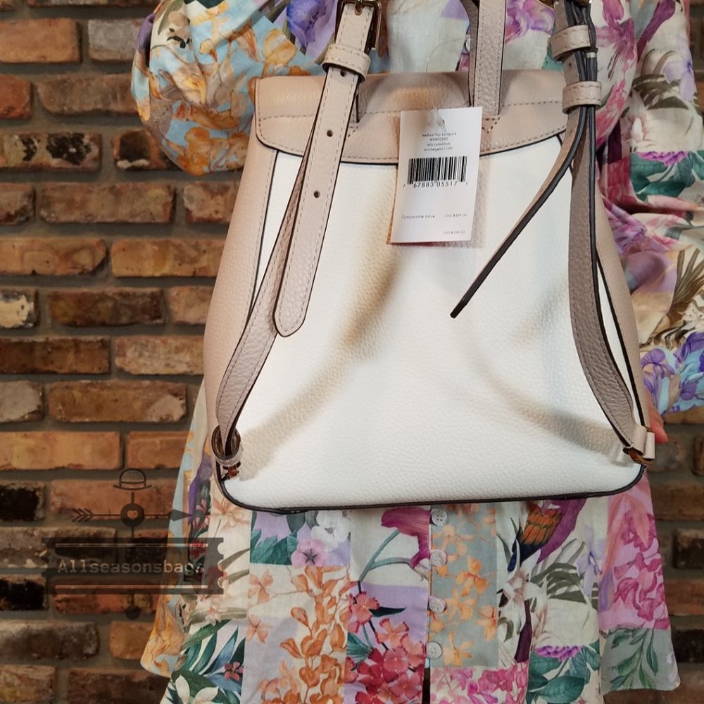 Kate spade Medium Flap Backpack Leila Beige White - Picture 12 of 13